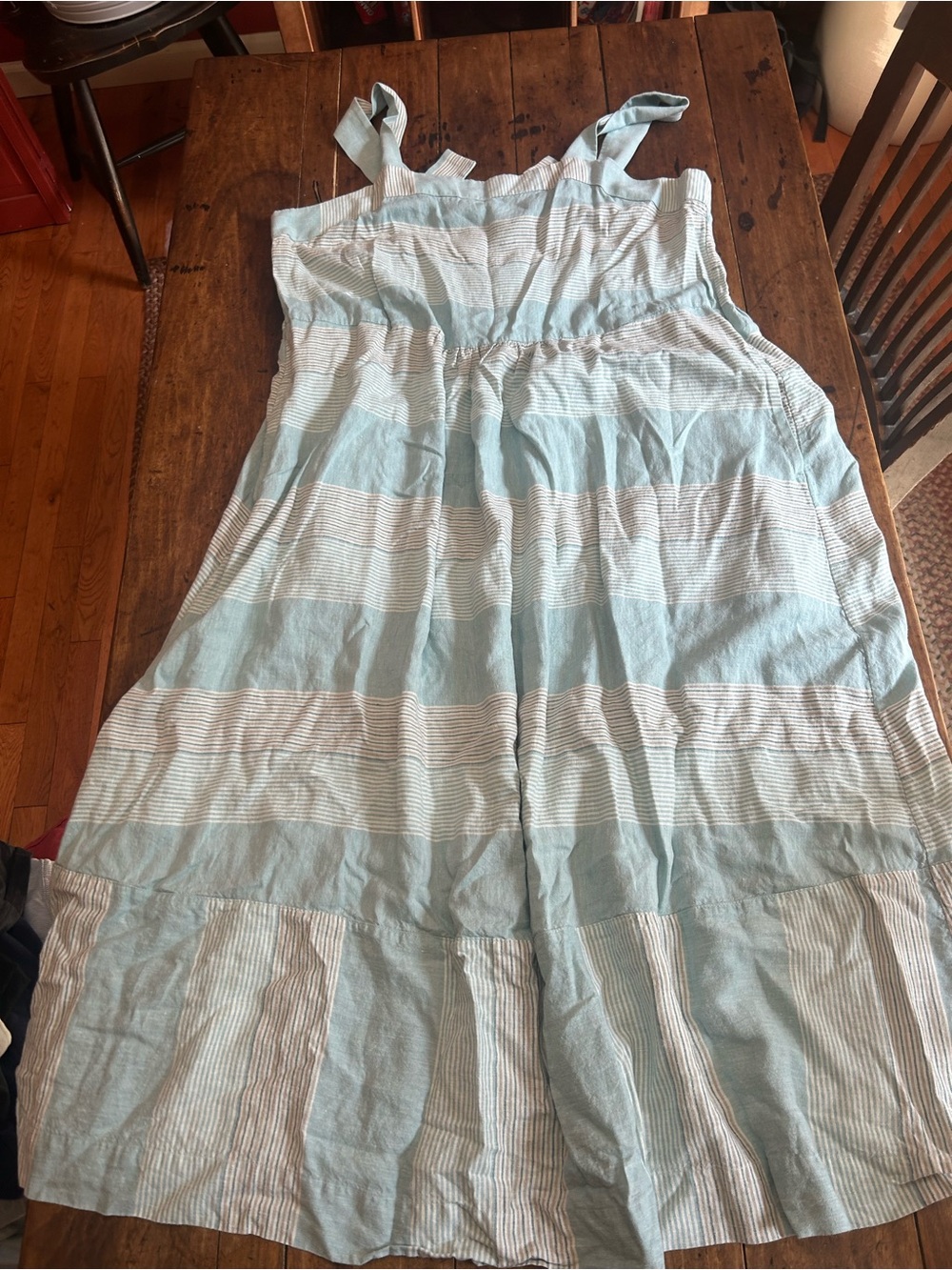 Patagonia Light Blue and White Striped Maxi Dress